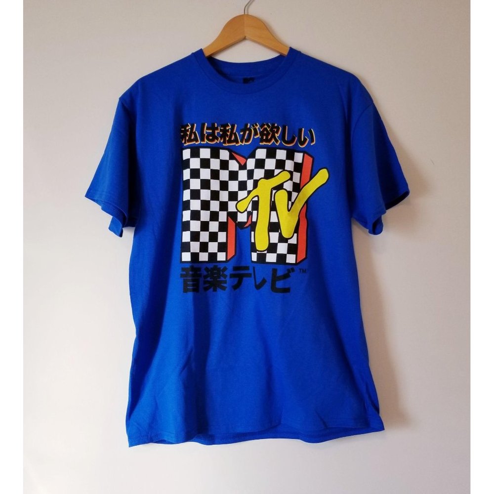 MTV Tee Shirt. Blue. New. Kanji. Japanese. L